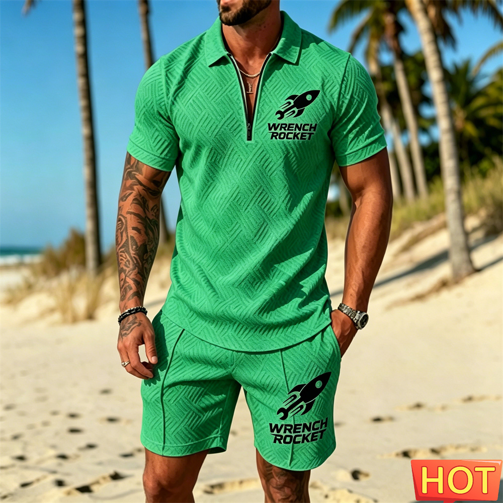 Summer Clothing Vacation - طقم بولو رجالي صيفي للإجازات، طقم