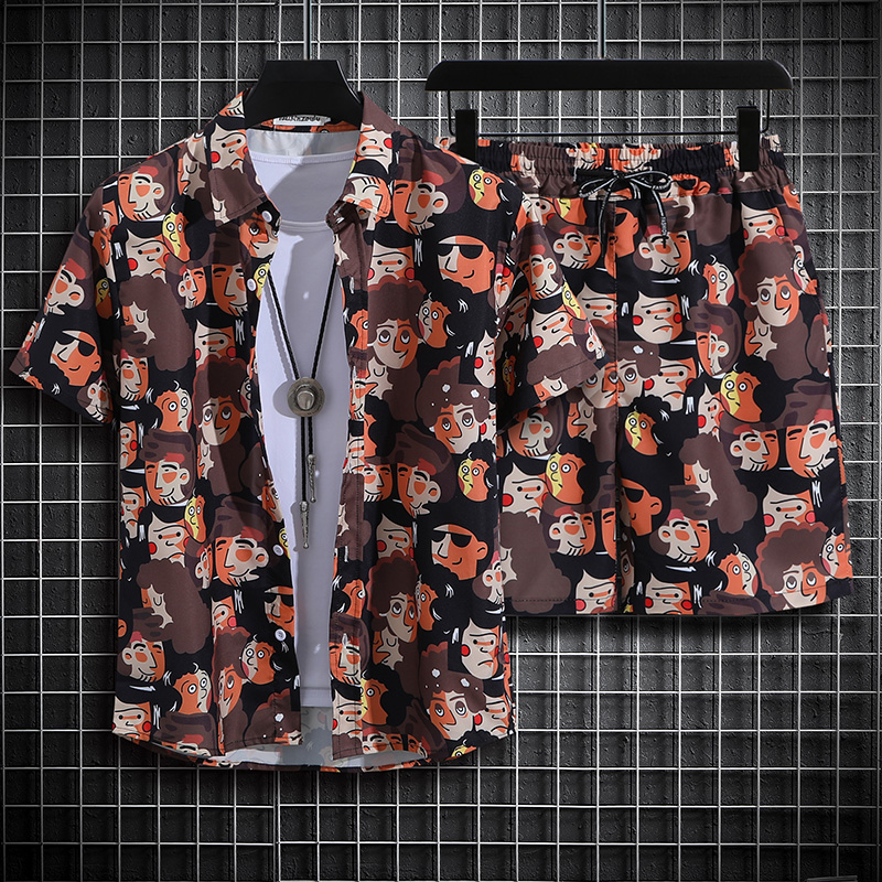 Summer Clothing Sets Men - طقم صيفي كاجوال للرجال، قميص بأكمام