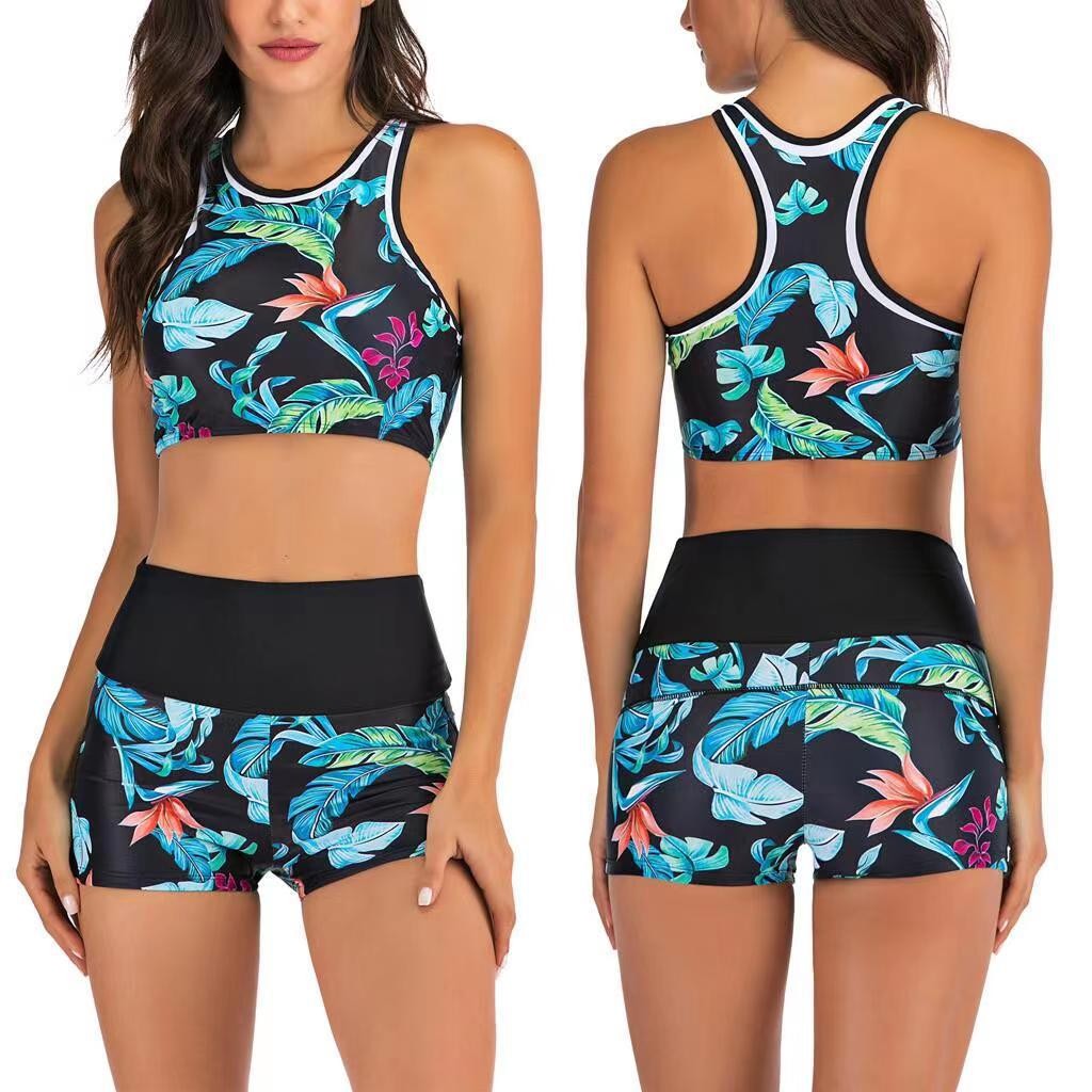 Halter Neck Top - بيكيني نسائي Y2K مع شورت وتوب