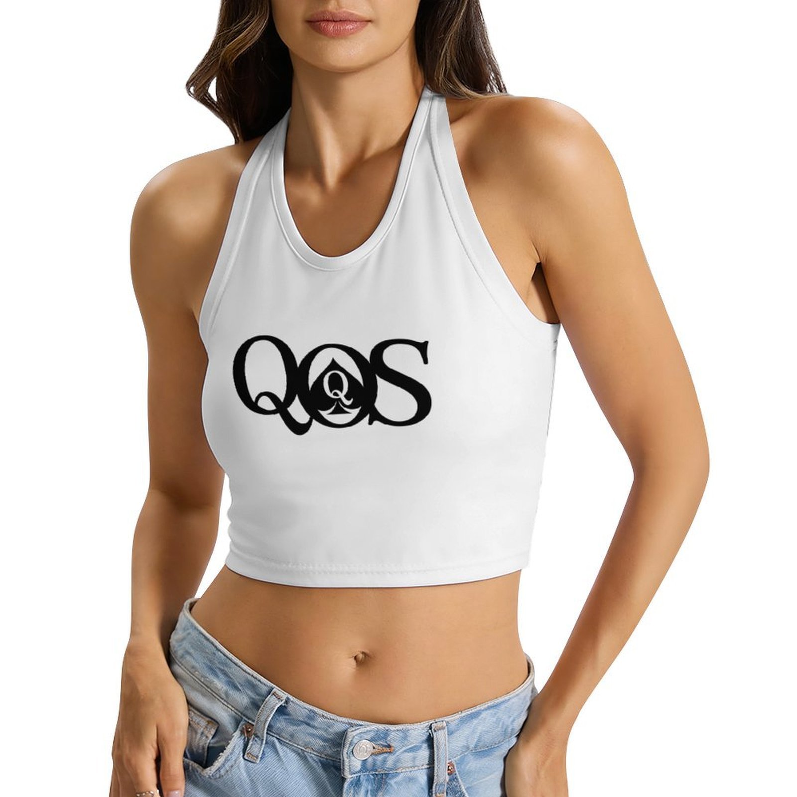 Halter Neck Top - بلوزات نسائية بطبعة QOS بربطة عنق