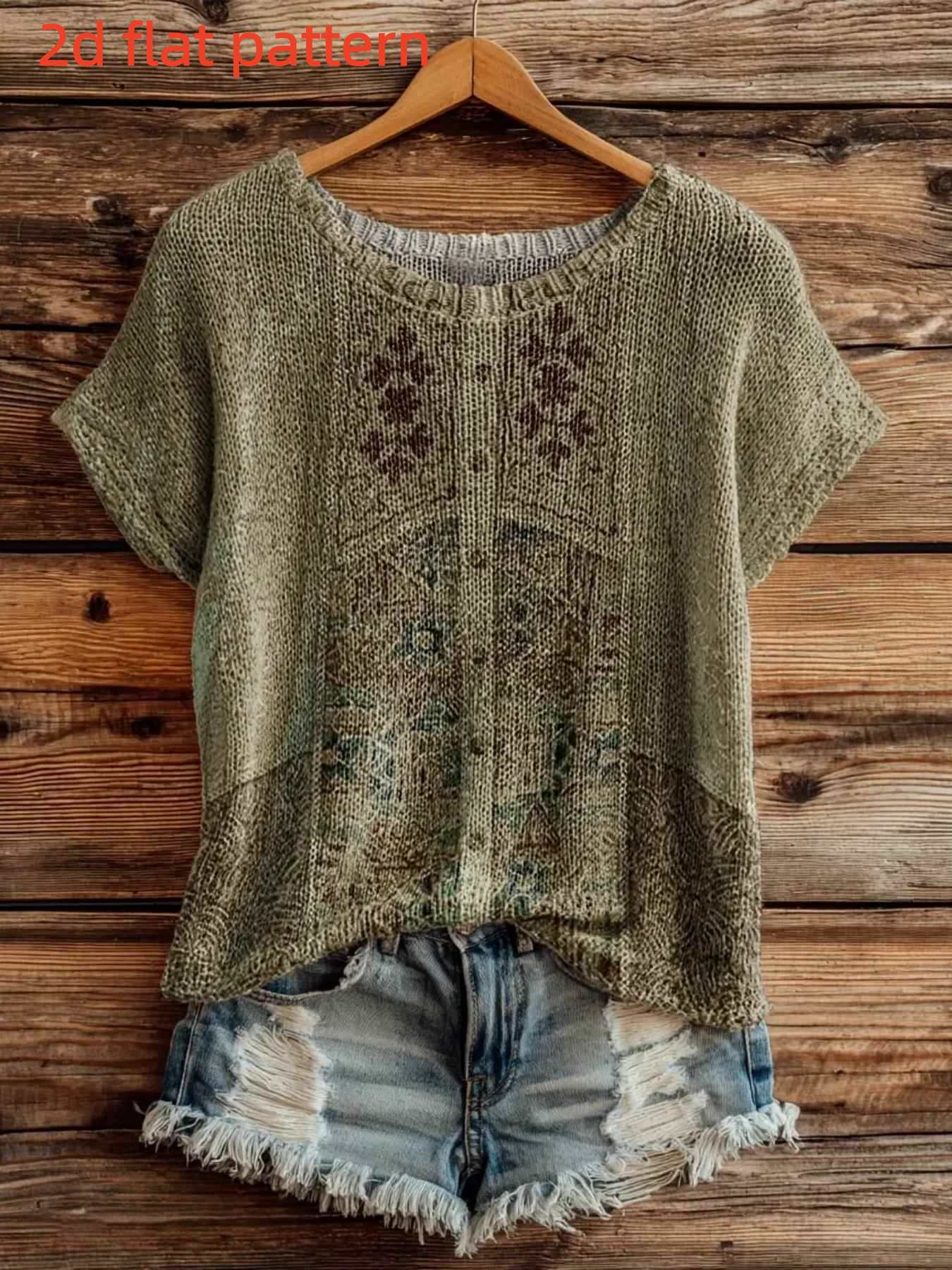 Summer Clothing Yarn - بلوزة نسائية جديدة بتصميم مطبوع -