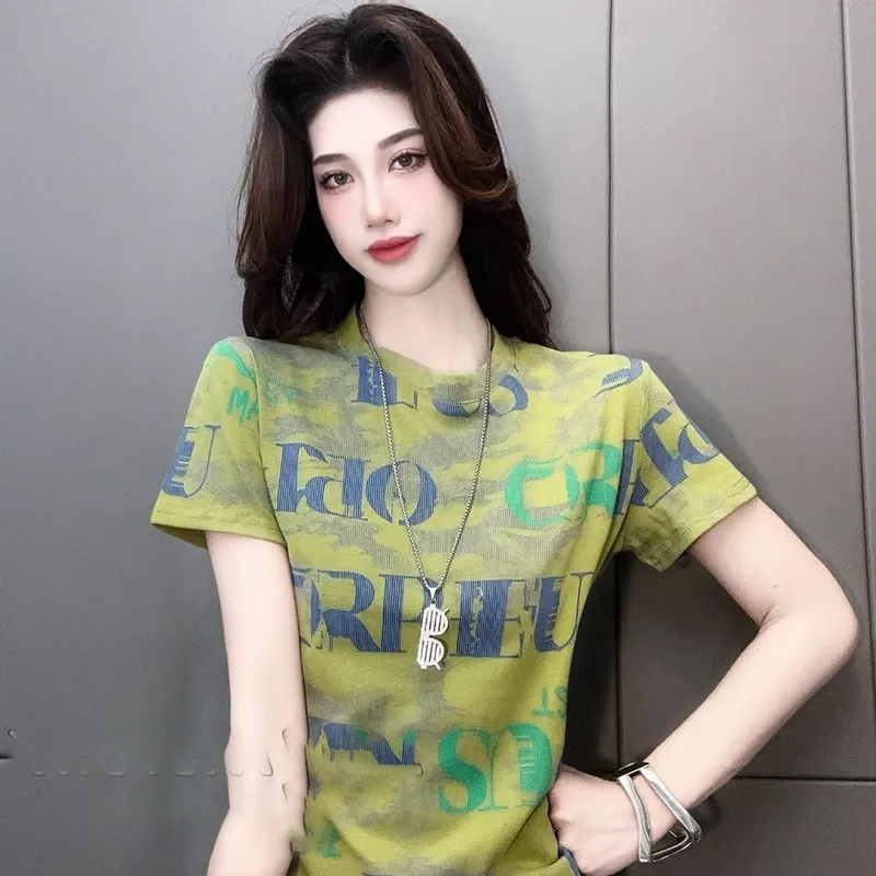 Yellow Summer Clothing - تي شيرت نسائي فضفاض بأكمام قصيرة