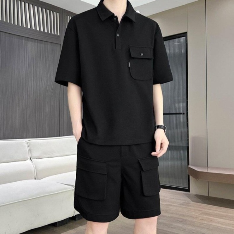 Summer Clothing Sets Men - طقم قميص بولو بأكمام قصيرة وشورت