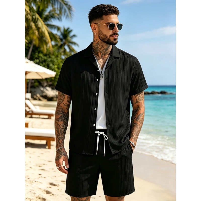 Summer Clothing Sets Men - طقم بدلة صيفية غير رسمية للرجال،