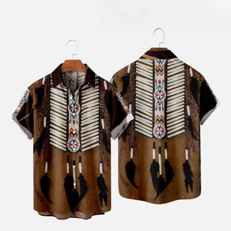 Indian Summer Vintage Clothing - قمصان شاطئية بطباعة ثلاثية الأبعاد على