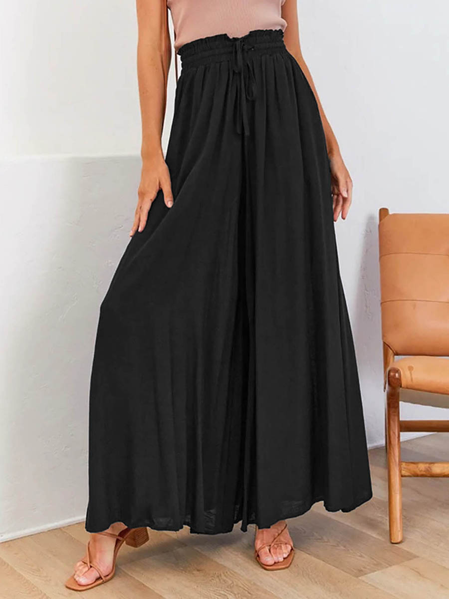 Palazzo Pant Wide - بنطلون نسائي واسع الساق بخصر مرتفع