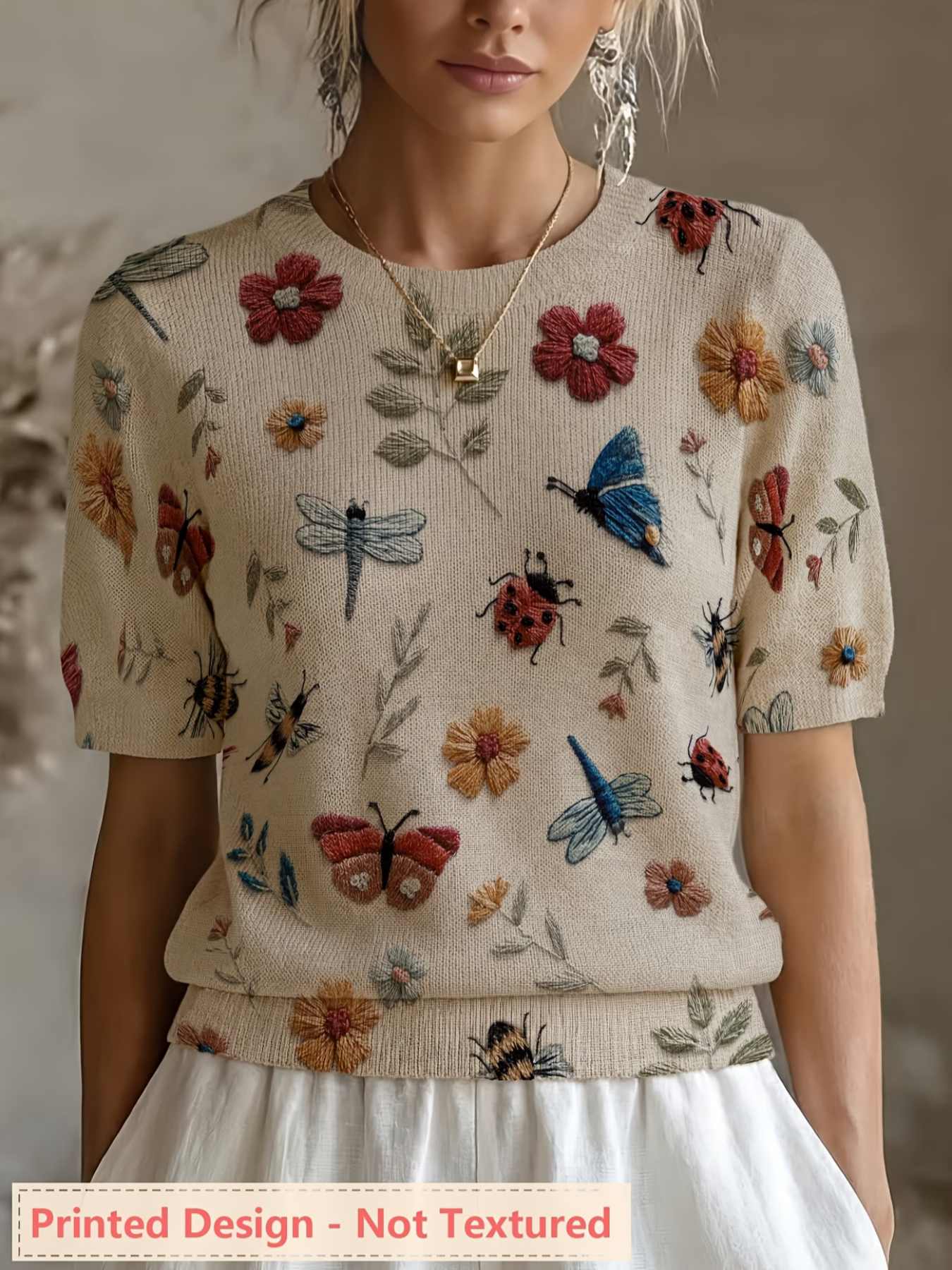 بلوزة نسائية جديدة بتصميم مطبو - مراجعة Summer Clothing Yarn وسعره
