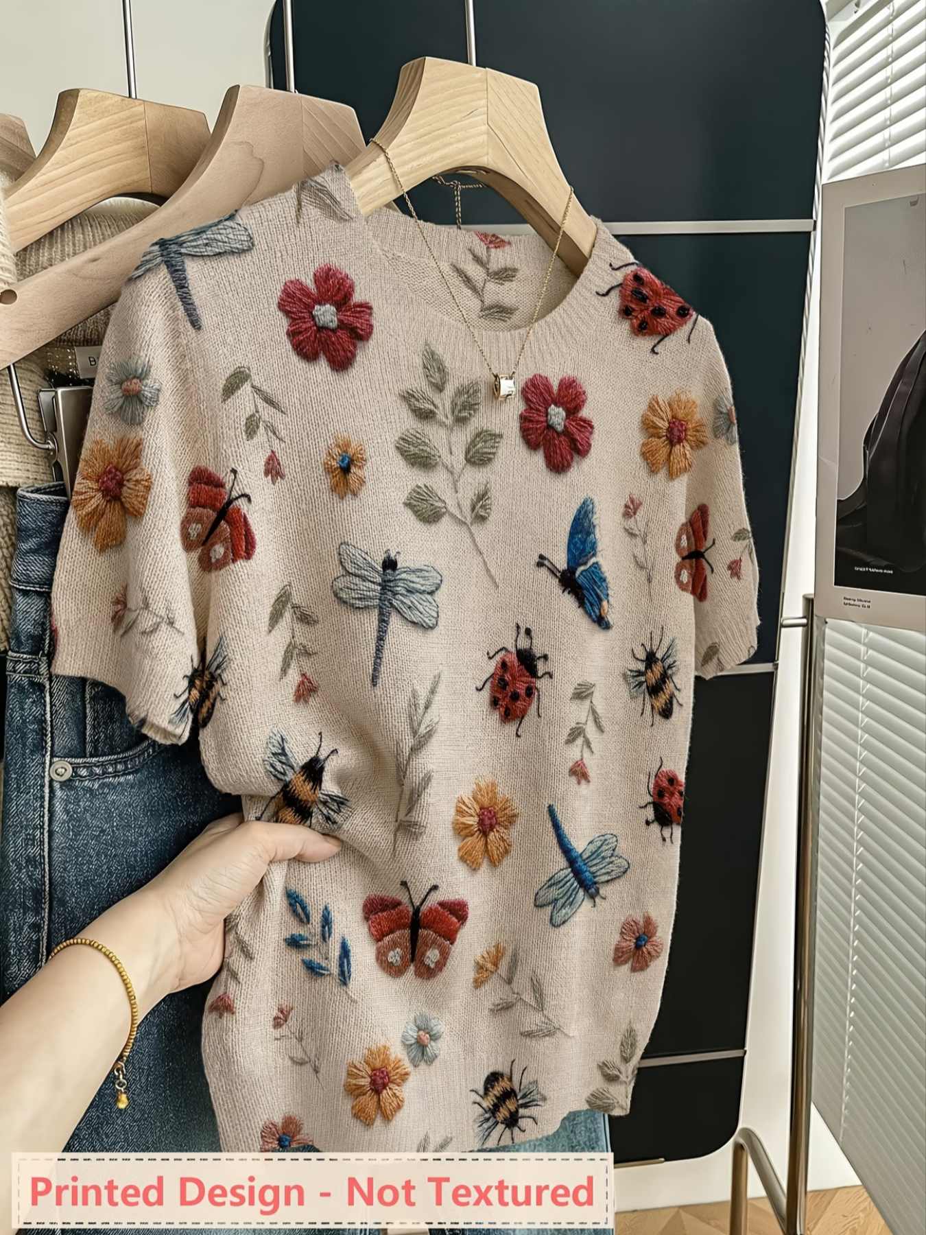 بلوزة نسائية جديدة بتصميم مطبو - مراجعة Summer Clothing Yarn وسعره