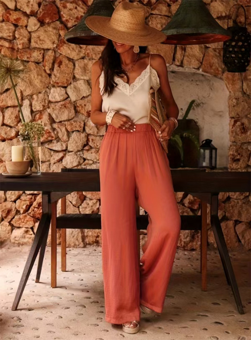 بنطلون نسائي واسع الساق بخصر م - مراجعة Palazzo Pant Wide وسعره