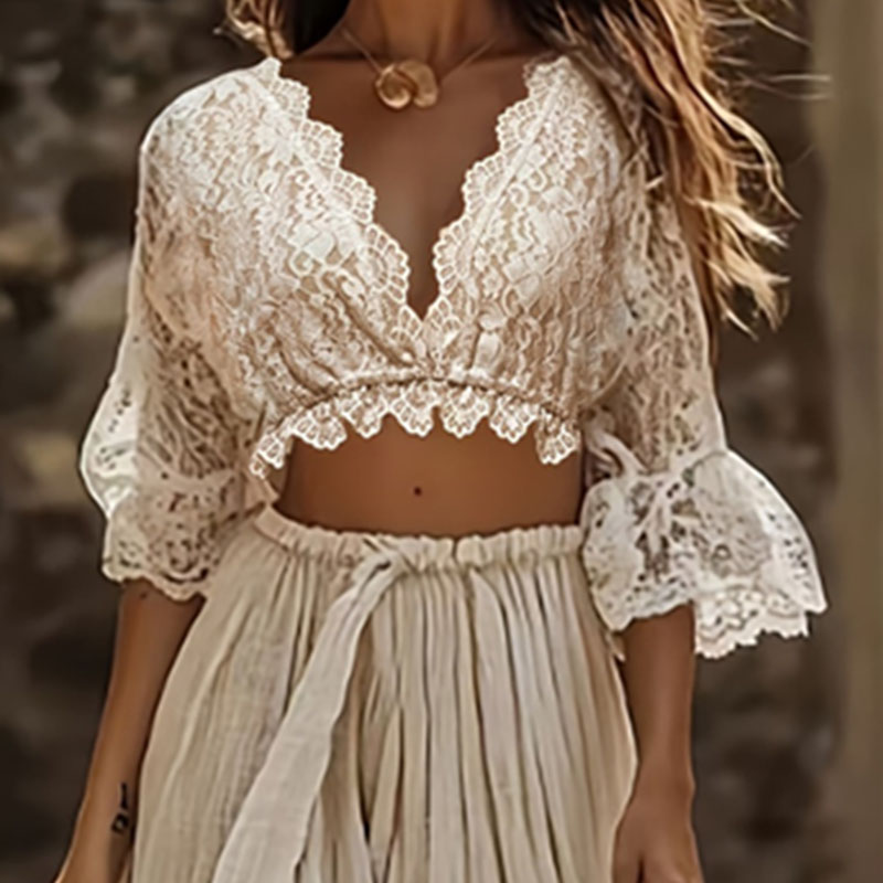 طقم نسائي بوهيمي من قطعتين من  - مراجعة Summer Clothing Vacation وسعره