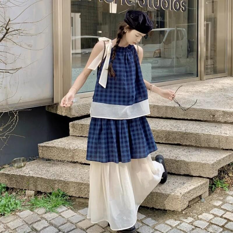 طقم نسائي من قطعتين بنقشة مربع - مراجعة Halter Neck Top وسعره