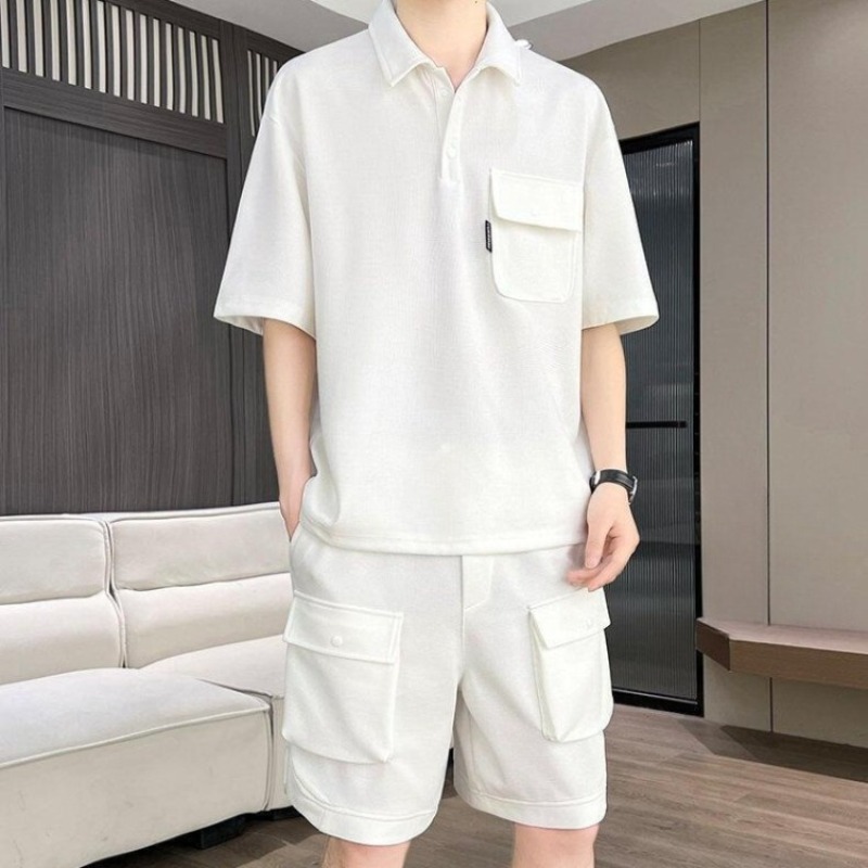 طقم قميص بولو بأكمام قصيرة وشو - مراجعة Summer Clothing Sets Men وسعره