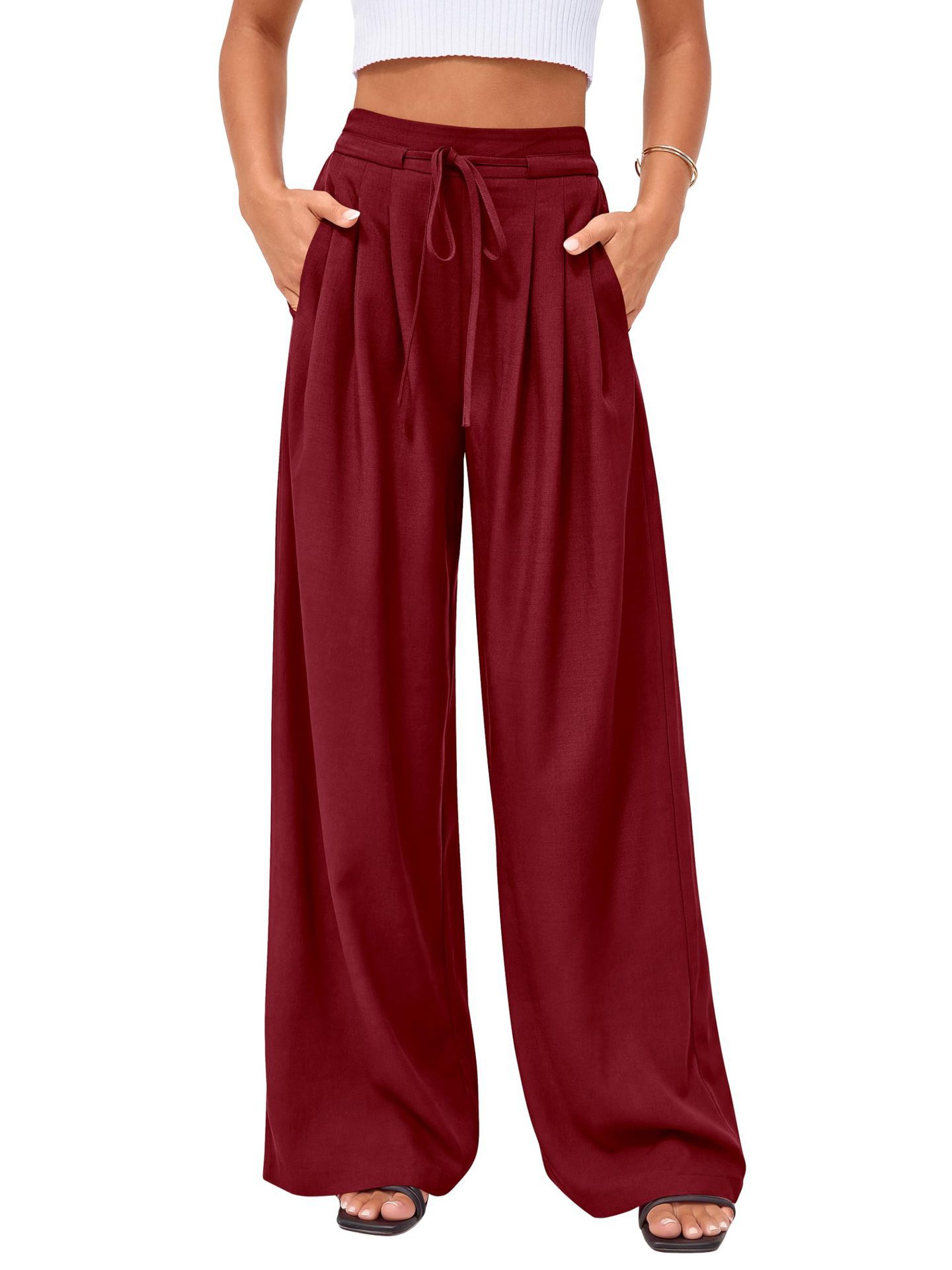 بنطلون نسائي واسع الساق بخصر م - مراجعة Palazzo Pant Wide وسعره