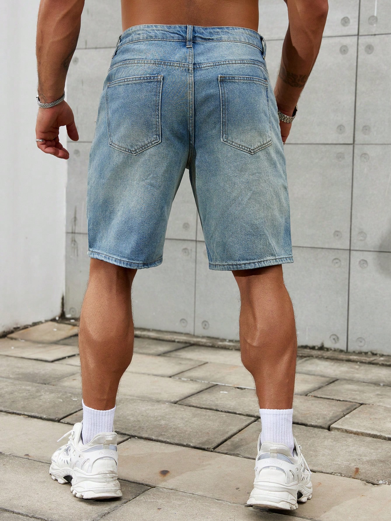 جينز قطني قصير ممزق للرجال ، د - مراجعة Summer Clothing Brands وسعره