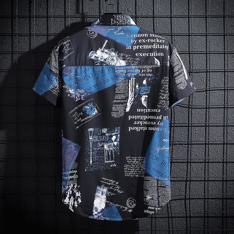 قميص مطبوع بتصميم الصحف، نسخة  - مراجعة Summer Clothing Essentials Men وسعره