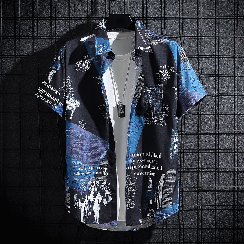 قميص مطبوع بتصميم الصحف، نسخة  - مراجعة Summer Clothing Essentials Men وسعره