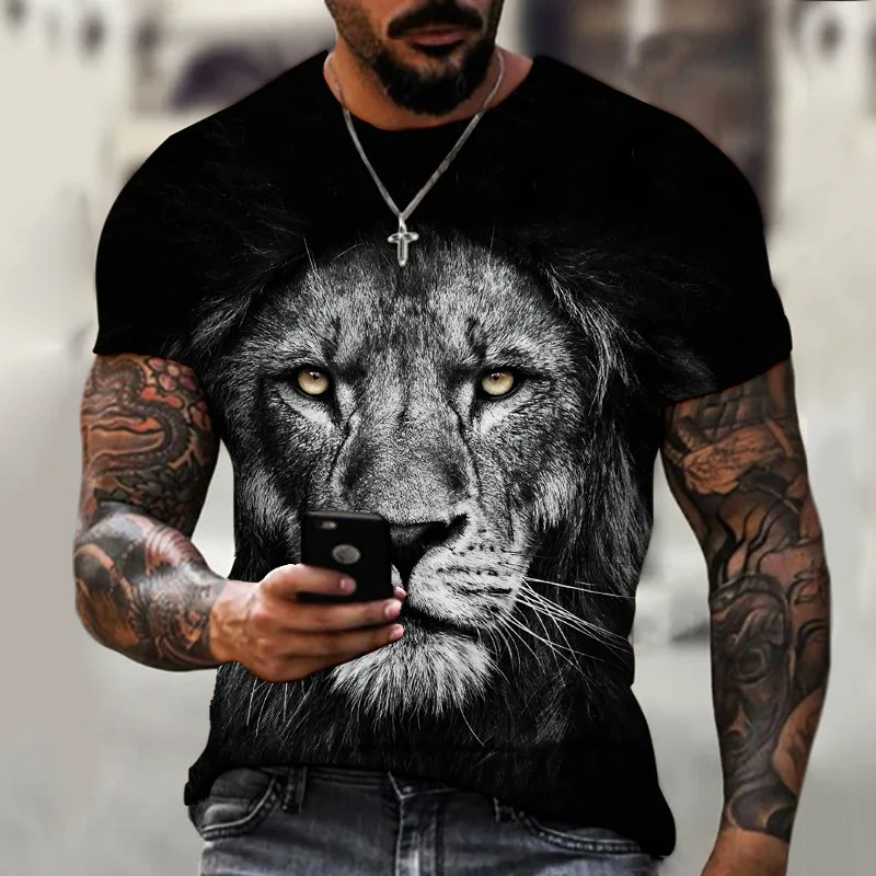 جديد جودة عالية الحيوان الأسد  - مراجعة Summer Clothing Essentials Men وسعره