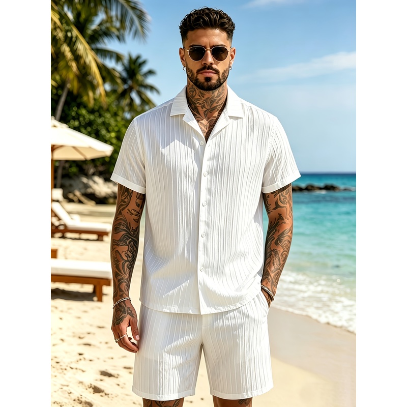 طقم بدلة صيفية غير رسمية للرجا - مراجعة Summer Clothing Sets Men وسعره