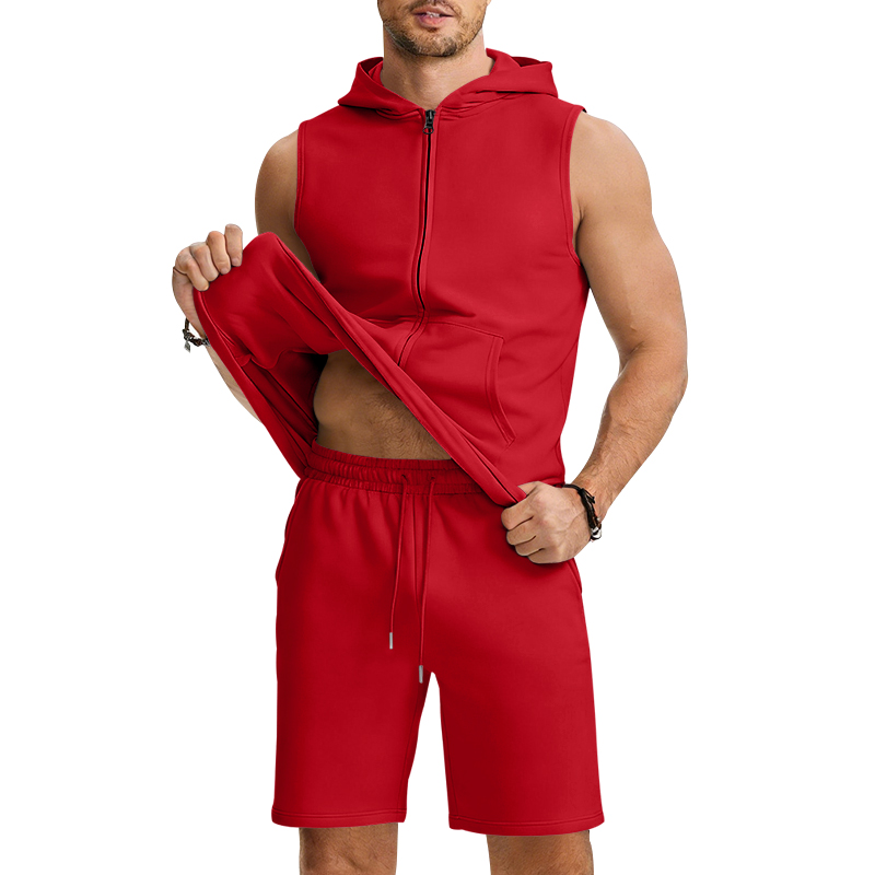 طقم رجالي من قطعتين: هودي بدون - مراجعة Summer Clothing Sets Men وسعره