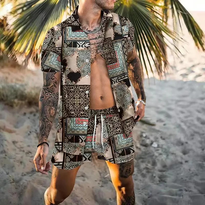 طقم قميص رجالي صيفي أنيق بطبعة - مراجعة Summer Clothing Sets Men وسعره