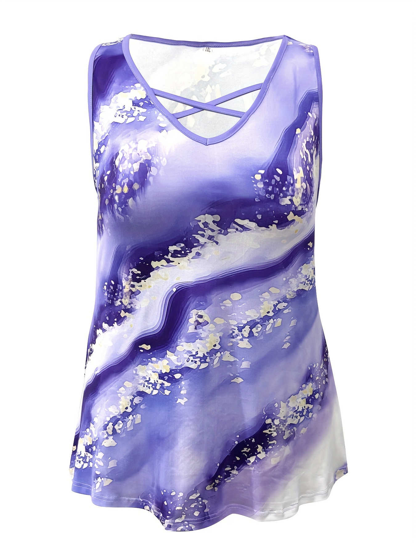 حجم كبير طباعة الرخام تانك الأ - مراجعة Halter Neck Top وسعره